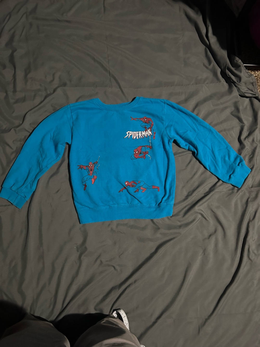 Marvel Spider-Man Boys Blue Crewneck Sweatshirt Size 7 Graphic Long Sleeve